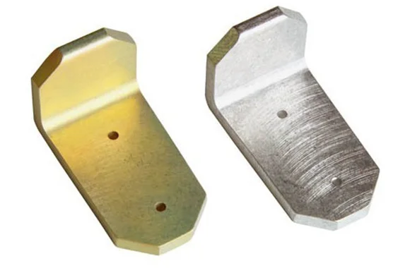 Alodine surface finish on aluminum part Alodine surface finish on aluminum part showing chromate conversion coating for corrosion resistance and enhanced paint adhesion.