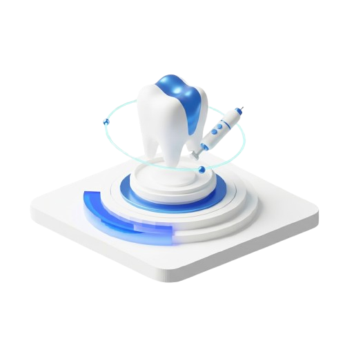 Dental and medical icon representing healthcare services, dental care, and precision medical manufacturing.