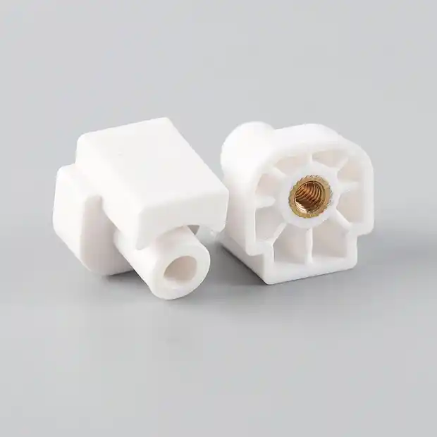 Insert Molding White Plastic Parts with Brass Through-Hole Nuts