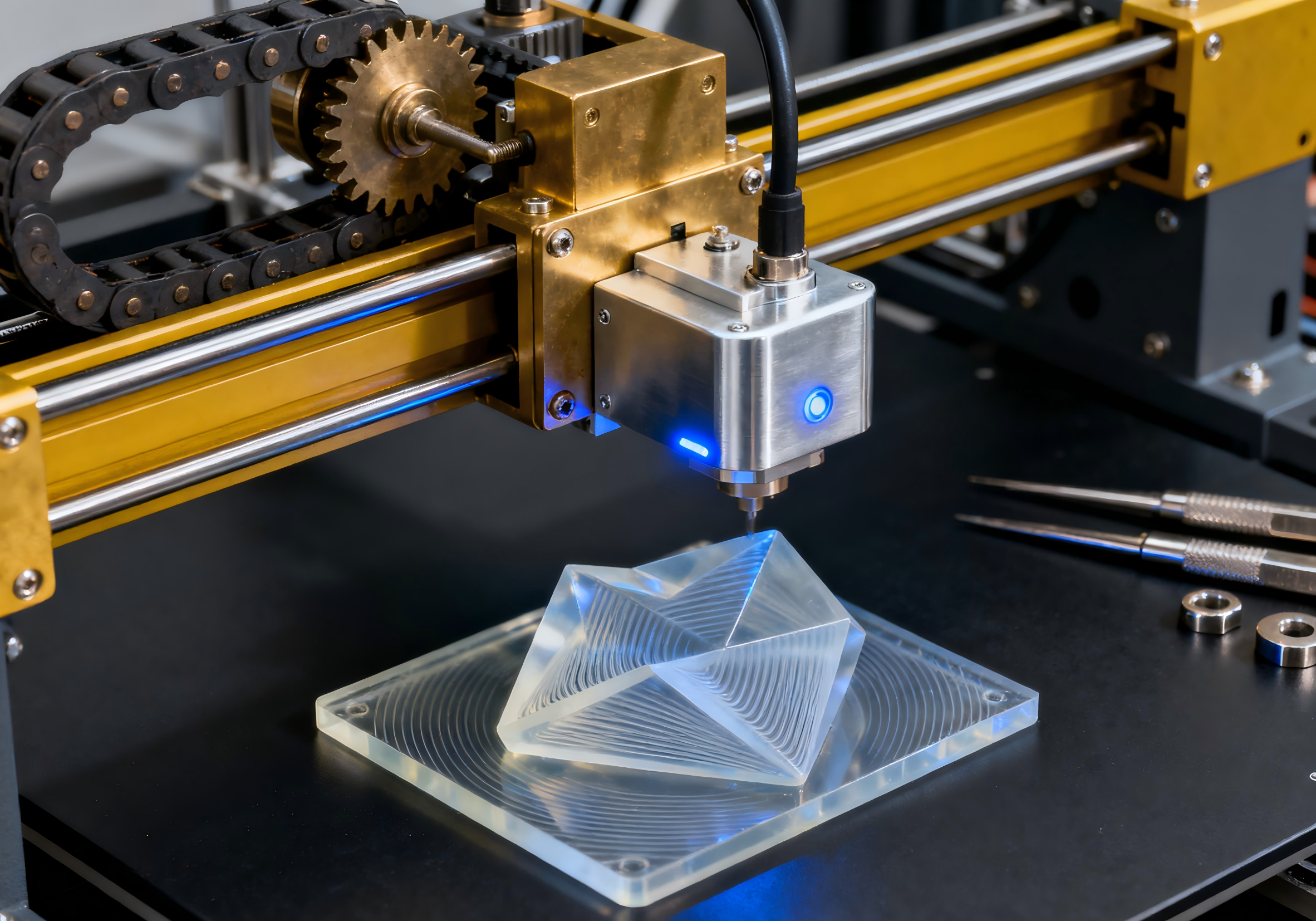 3D printing equipment Comparison chart of 3D printing processes including FDM, SLA, SLS, and MJF