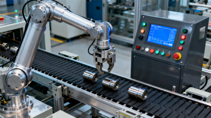 Automated production line image showing advanced machinery and assembly workflow in a modern manufacturing facility.