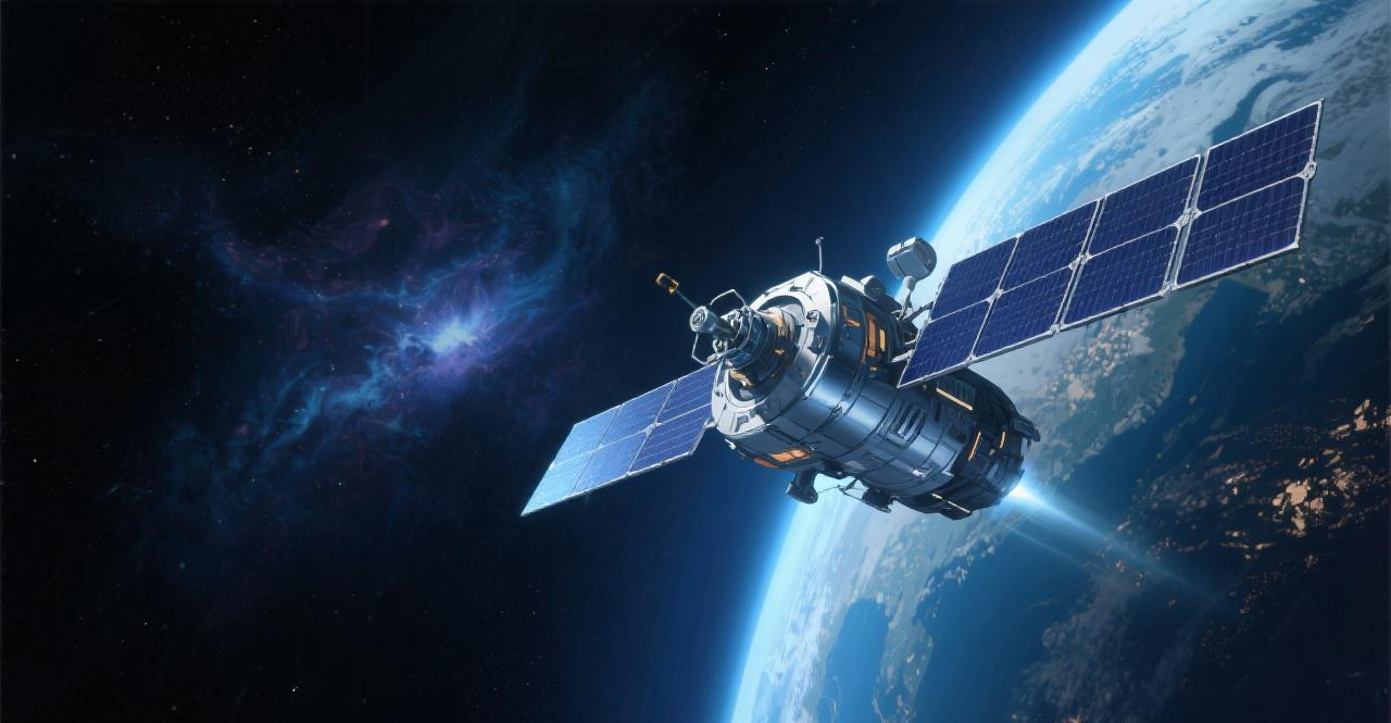 Industries Aerospace – Satellite-duplicate Aerospace industry satellite illustration showing precision-engineered components, advanced satellite technology, and custom aerospace manufacturing.