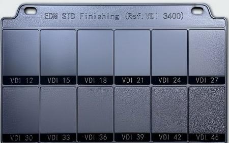VDI mold surface finish grades chart showing different polishing levels for injection molding and metal molds